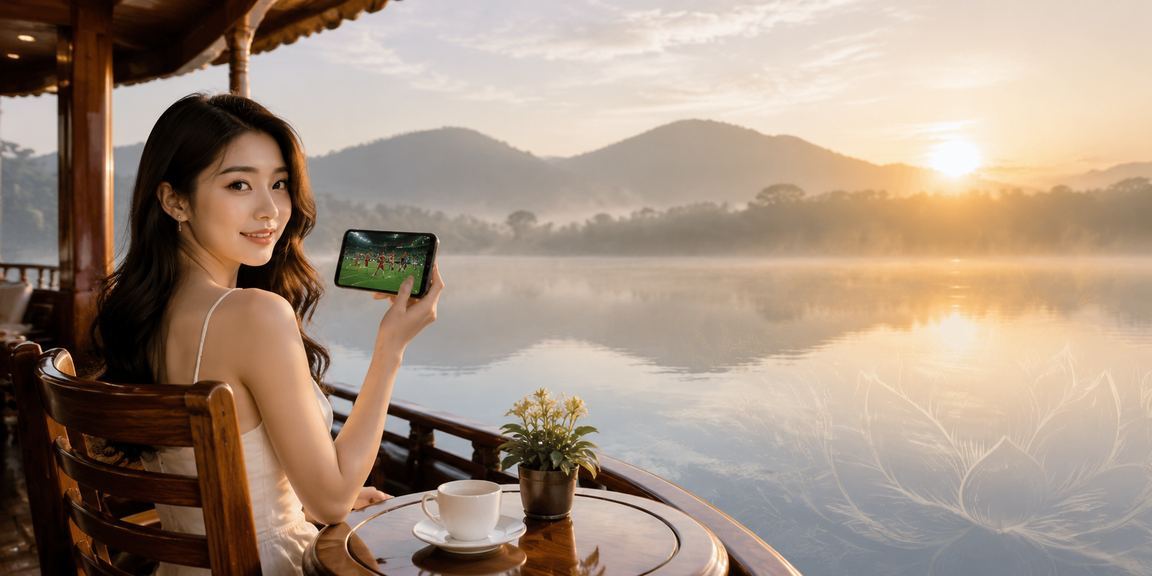 Người xem kèo bóng đá tại Đà Lạt với ly cà phê và điện thoại sv288
